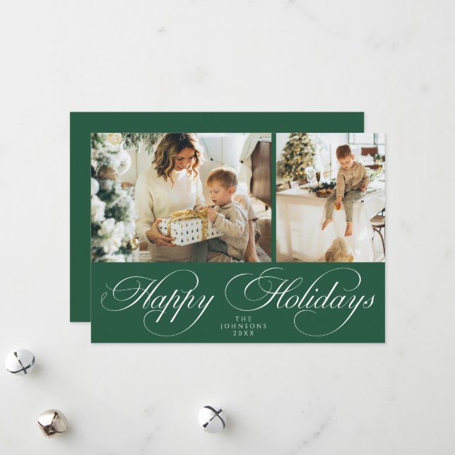 Cartão De Festividades Trendy Elegant Family Photo Collage Christmas (Frente/Verso In Situ)