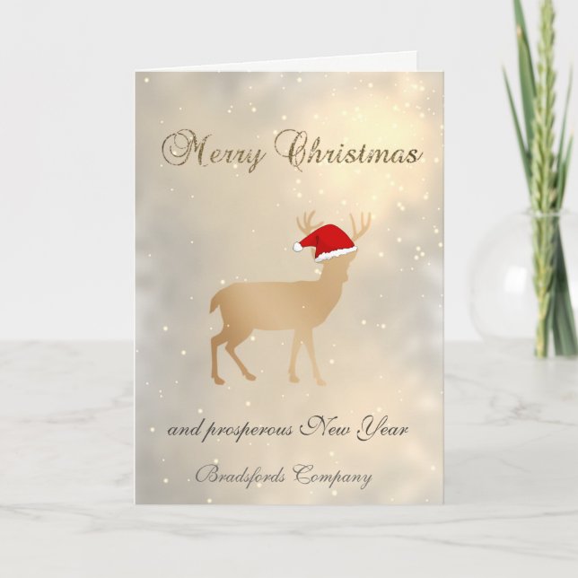 Cartão De Festividades Trendy Elegant, Vencedor Santa Hat, Corporação (Frente)