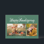 Cartão De Festividades Trendy green lettering feliz ação de graças<br><div class="desc">feliz cartão de agradecimento com design de tipografia moderna. Você pode carregar sua própria imagem e editar o texto e as cores.</div>