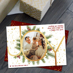 Cartão De Festividades Trendy Joy Pine Boughs Wreath Foto de Natal