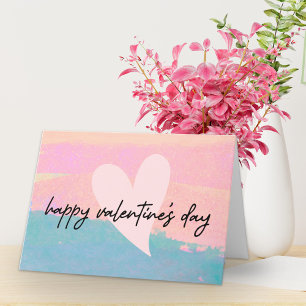 Cartão De Festividades Trendy Pastel Heart Watercolor Dia de os namorados