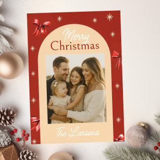 Cartão De Festividades Trendy Red Bow Arch Christmas Card