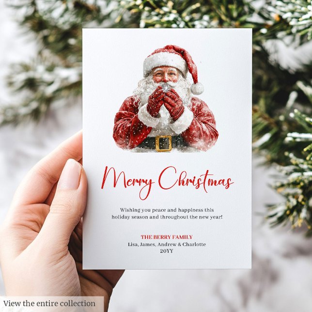 Cartão De Festividades Trendy Santa Claus Modern Christmas Greeting Card (Trendy Santa Claus Modern Christmas Greeting Card)