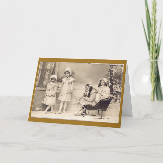 Cartão De Festividades trenó de Natal (Frente)