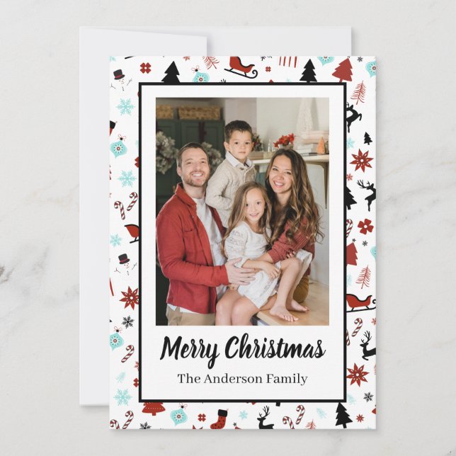 Cartão De Festividades Trenó de Rena Árvores de Natal de Pinheiro (Frente)