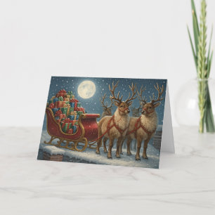 Cartão De Festividades Trenó do Papai Noel