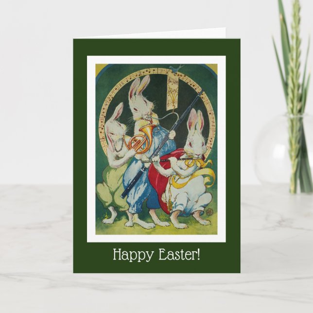 Cartão De Festividades Três coelhos musicais perfeitos para Páscoas (Frente)