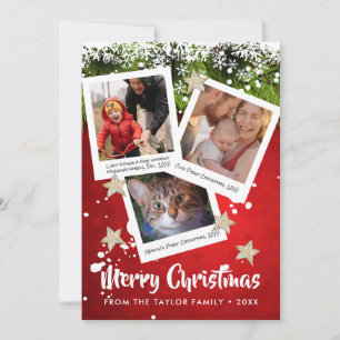Cartão De Festividades Três Colagem de Legenda de Foto Feliz Natal