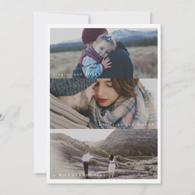 Cartão De Festividades Três Feriados Felizes em Foto (Frente)