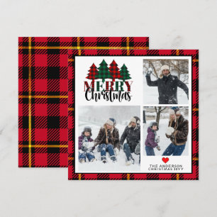 Cartão De Festividades Três Fotos Natal Xadrez Cumprimentos de Boas Festa