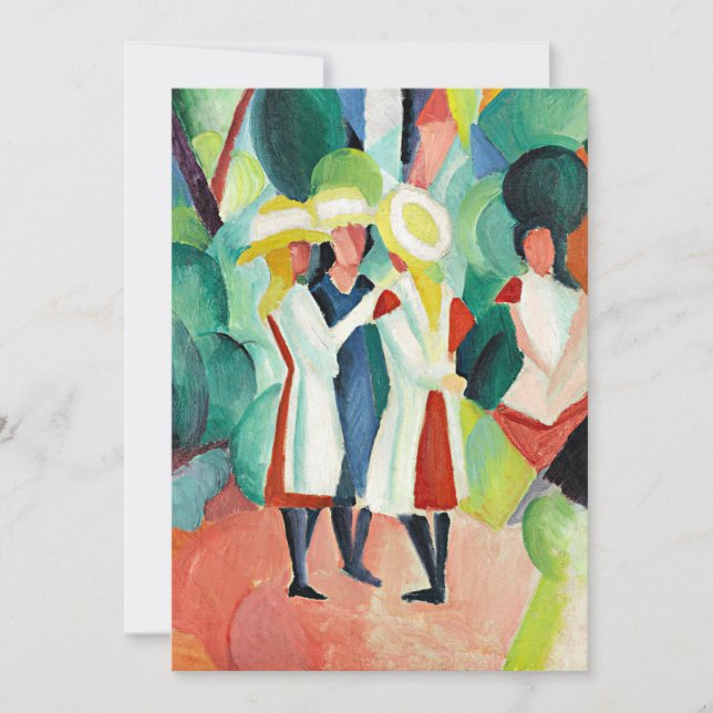 Cartão De Festividades Três garotas em Chapéus de Palha Amarela (Frente)