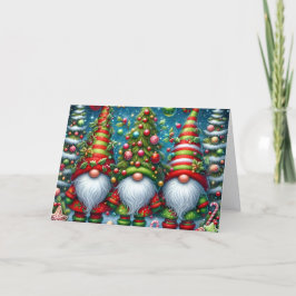 Cartão De Festividades Três Gnomo Sábios Natal