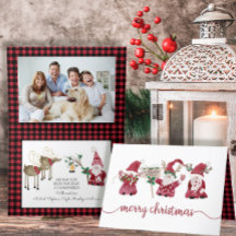 Três Gnomos Reindeer Watercolor Xadrez de Natal