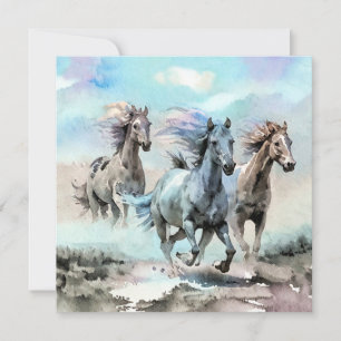 Cartão De Festividades Três Mustangs Selvagens Correm pelas Planícies