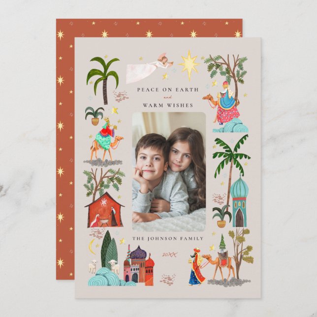 Cartão De Festividades Três Sábios Três Reis Feriado de Natal (Frente/Verso)