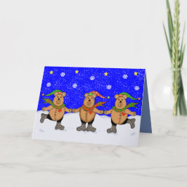 Cartão De Festividades Três Ursos para o Natal