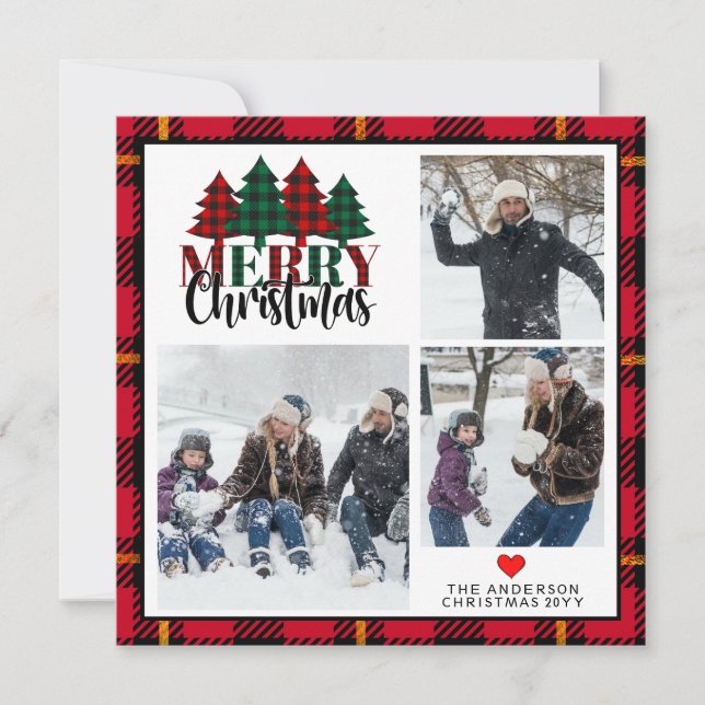 Cartão De Festividades Três Xadrezes de Natal Feliz Natal (Frente)