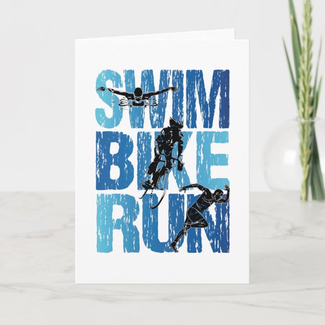 Cartão De Festividades Triathlon - Natação Bike Run (Frente)