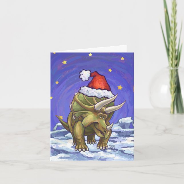 Cartão De Festividades Triceratops Christmas (Frente)