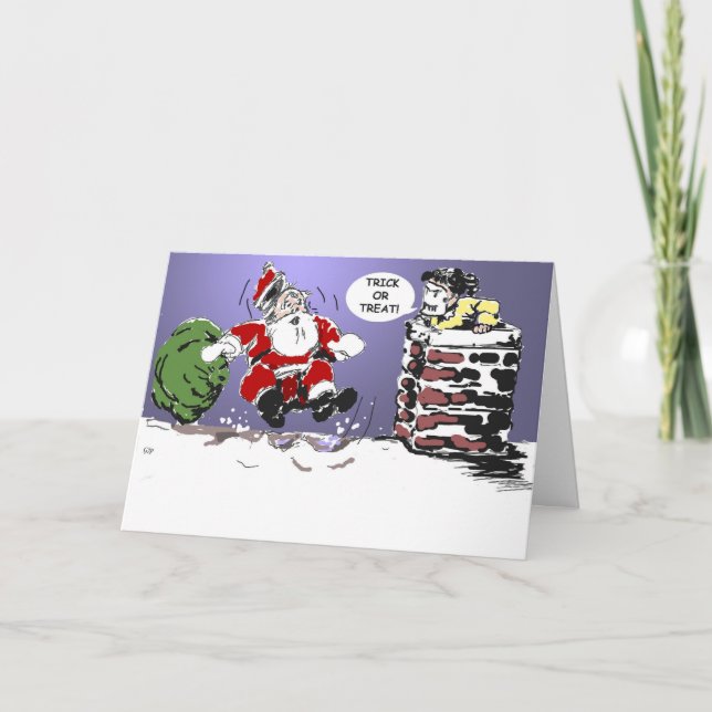 Cartão De Festividades Trick or Treat Christmas Card (Frente)
