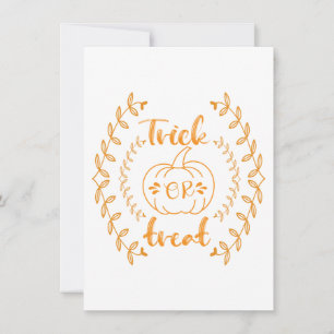 Cartão De Festividades Trick or treat em moldura de plantas 