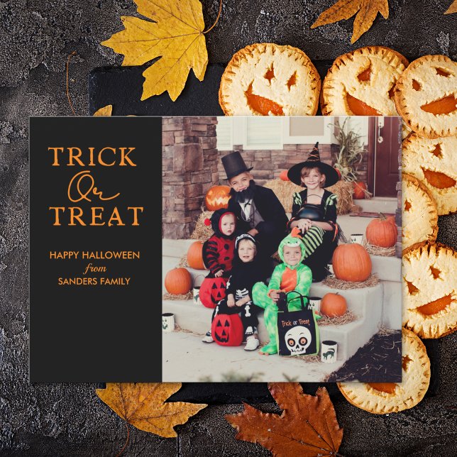 Cartão De Festividades Trick Or Treat Family Photo Halloween (Criador carregado)