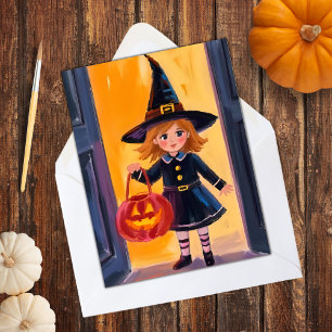 Cartão De Festividades Trick or Treat Halloween Aquarela