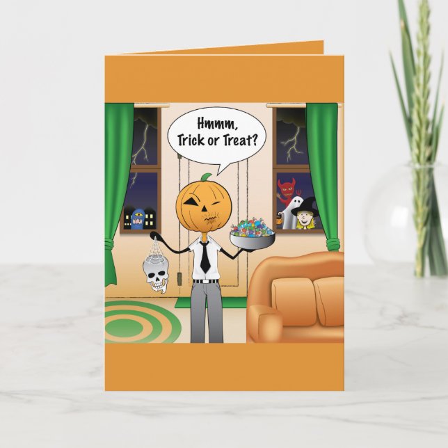 Cartão De Festividades Trick or Treat Papai Abóbora (Frente)