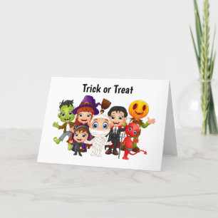 Cartão De Festividades Trick ou Tratar Crianças de Halloween