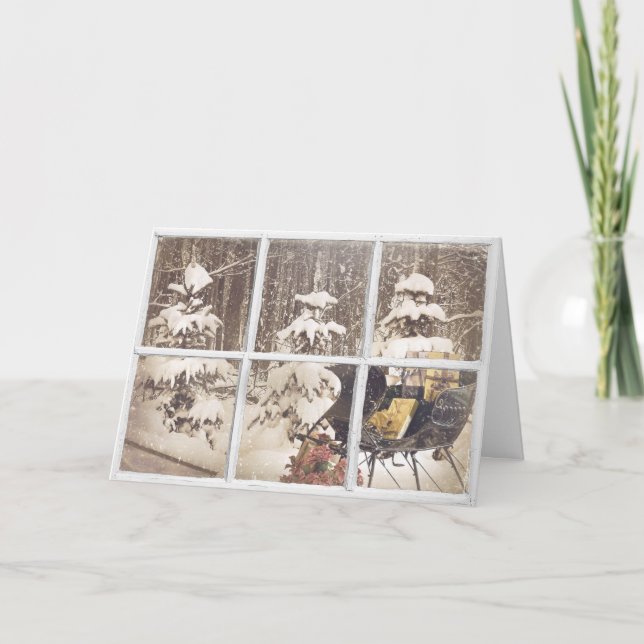 Cartão De Festividades Trilha De Natal Na Janela (Frente)