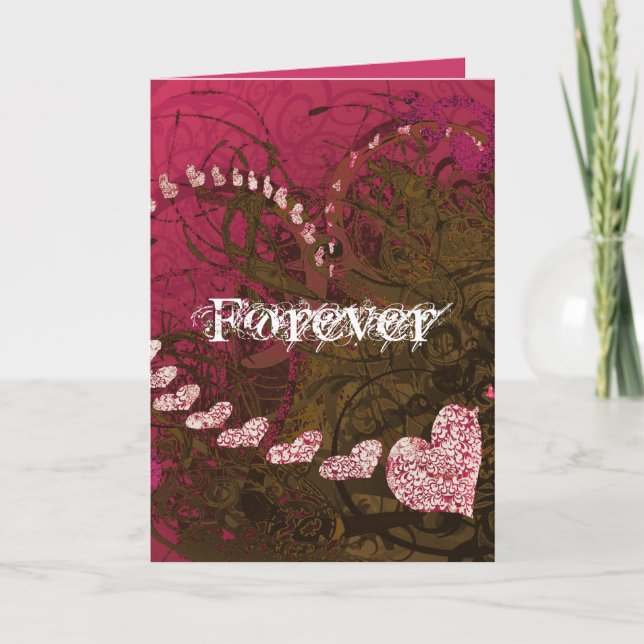 Cartão De Festividades Trilhos Abstrato de Arte Vermelha Castanha (Frente)