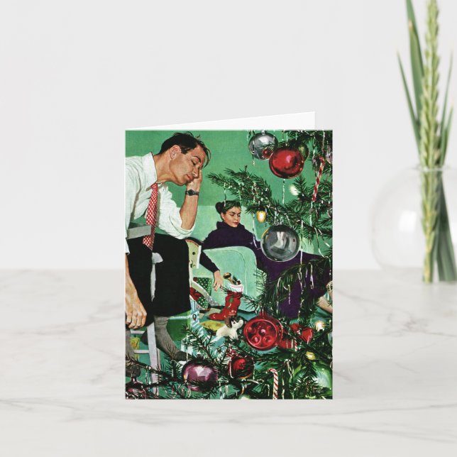 Cartão De Festividades Trimando a árvore (Frente)