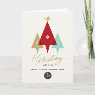 Cartão De Festividades Trio Trees Dove and Holiday Cheer Modern Business