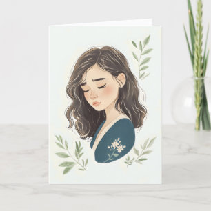 Cartão De Festividades Triste Menina Flores, Desculpe