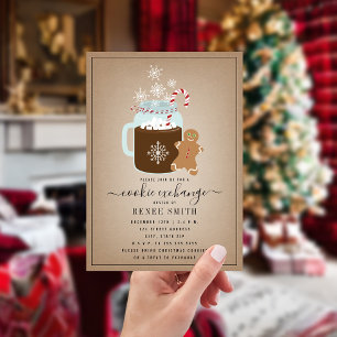 Cartão De Festividades Trocas de Biscoitos de Natal de Pão de Mel