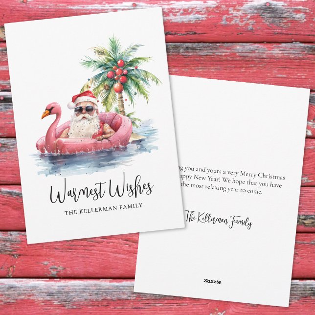 Cartão De Festividades Tropical Beach (Santa Claus Tropical Beach Christmas Holiday Card)