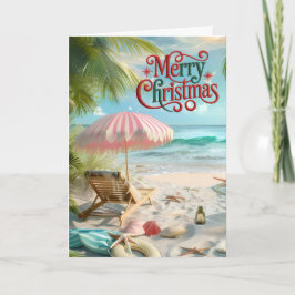 Cartão De Festividades Tropical Beach Christmas Card