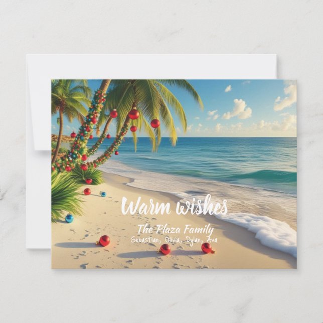 Cartão De Festividades Tropical Beach Christmas Card – Custom Family card (Frente)