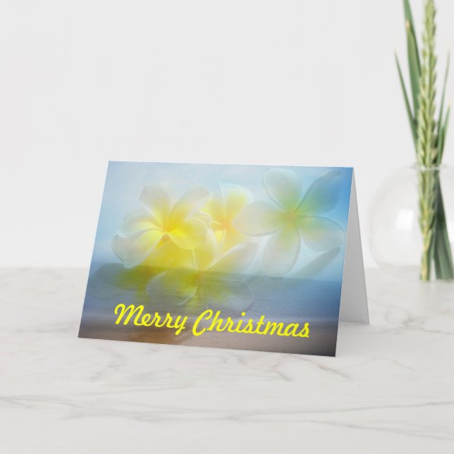 Cartão De Festividades Tropical beach frangipani Merry Christmas Card (Frente)