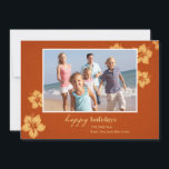 Cartão De Festividades Tropical Beach Holiday Photo Cards<br><div class="desc">Tropical beach holiday photo cards embellished with hibiscus flowers.</div>