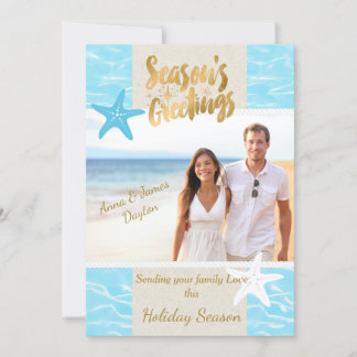 Cartão De Festividades Tropical Beach Photo Christmas Card