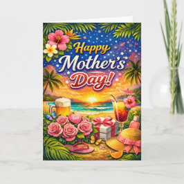 Cartão De Festividades Tropical Beach Sunset Mothers Day