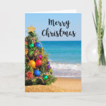 Cartão De Festividades Tropical Beach Tree Merry Christmas Greeting Card<br><div class="desc">Tropical Beach Tree Merry Christmas Greeting Card. Make it your own by clicking the "Customize It" button and add a personalized message. Check out our holiday postage stamps for a stylish way to mail your cards.</div>