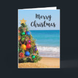 Cartão De Festividades Tropical Beach Tree Merry Christmas Greeting Card<br><div class="desc">Tropical Beach Tree Merry Christmas Greeting Card. Make it your own by clicking the "Customize It" button and add a personalized message. Check out our holiday postage stamps for a stylish way to mail your cards.</div>