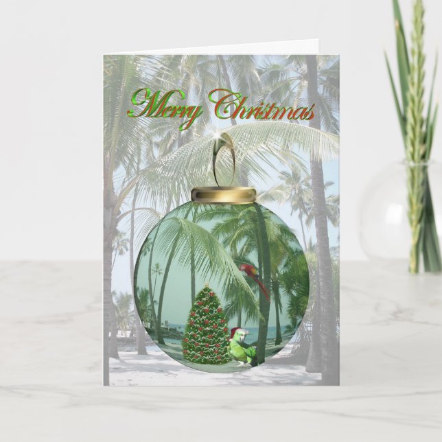 Cartão De Festividades Tropical Bird Christmas Card (Frente)