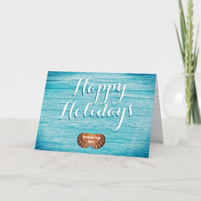 Cartão De Festividades Tropical Business Holiday Greeting With Logo (Frente)