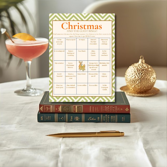 Cartão De Festividades Tropical Christmas Find the Guest Bingo card (Tropical Christmas Find the Guest Bingo card)