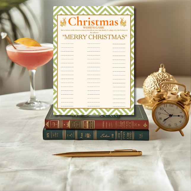 Cartão De Festividades Tropical  Christmas Word game card (Tropical Christmas Word game card)