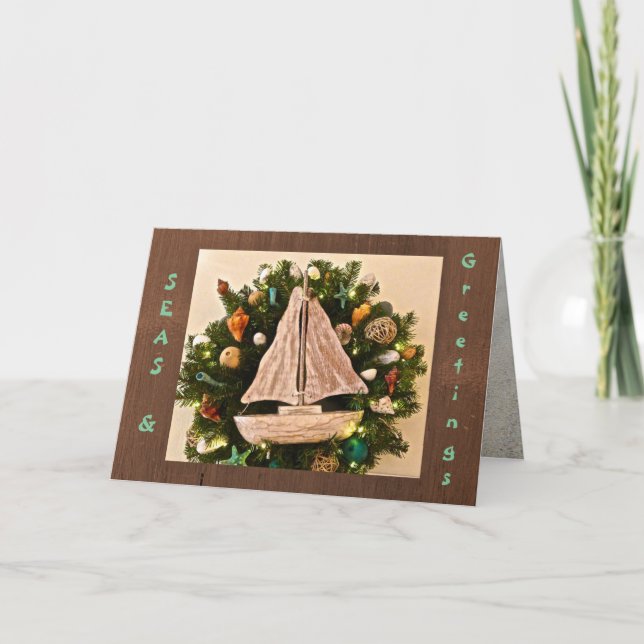 Cartão De Festividades Tropical Costeira SEA e Saudações Natal de Praia (Frente)
