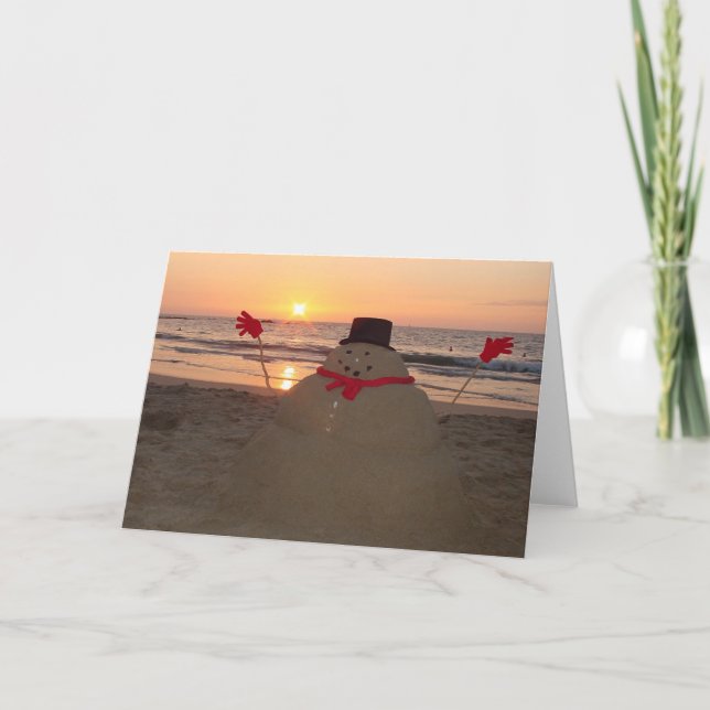 Cartão De Festividades Tropical Snowman (Frente)